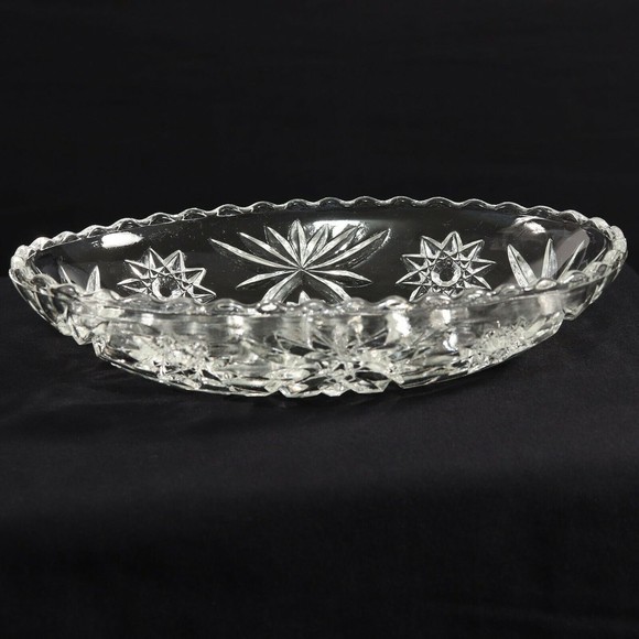 Anchor Hocking VTG Starburst Cut Star of David Oval Nut Candy Relish Dish Bowl - Picture 5 of 7